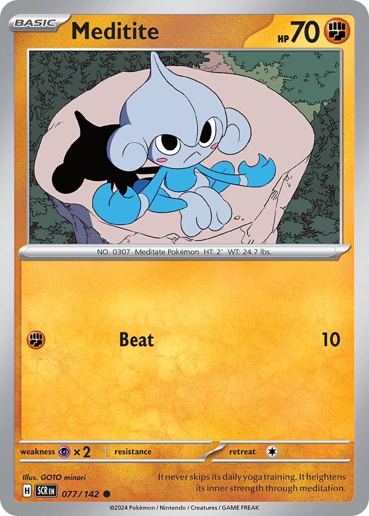Meditite 077/175 — Stellar Crown (English Pokémon TCG card)