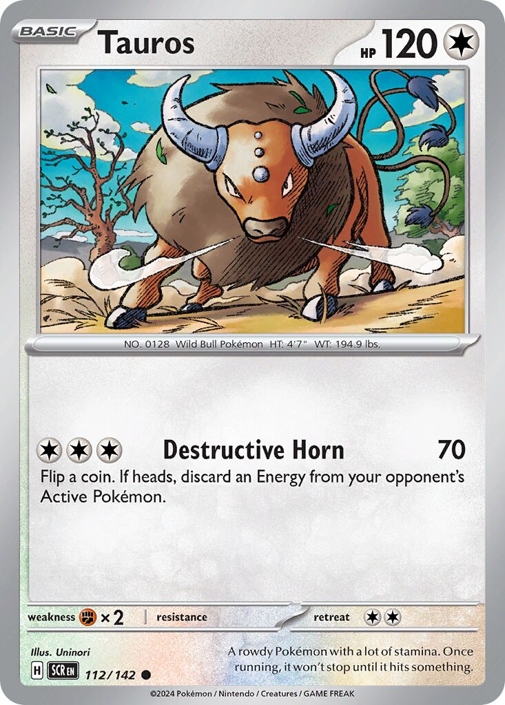 Tauros 112/175 — Stellar Crown (English Pokémon TCG card)