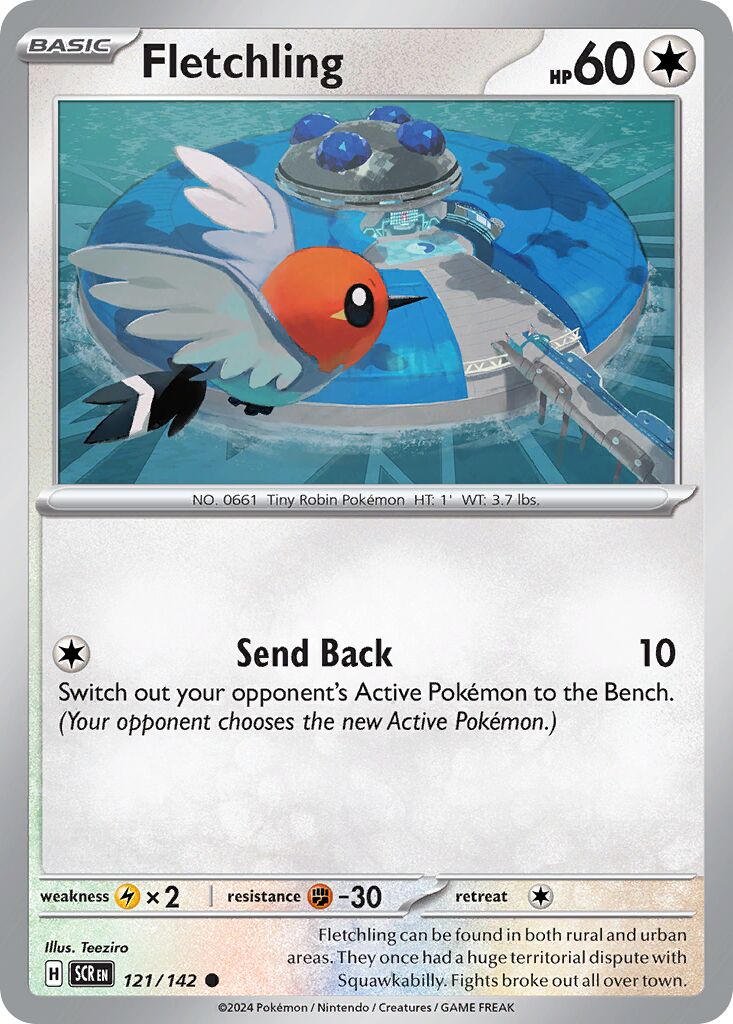 Fletchling 121/175 — Stellar Crown (English Pokémon TCG card)