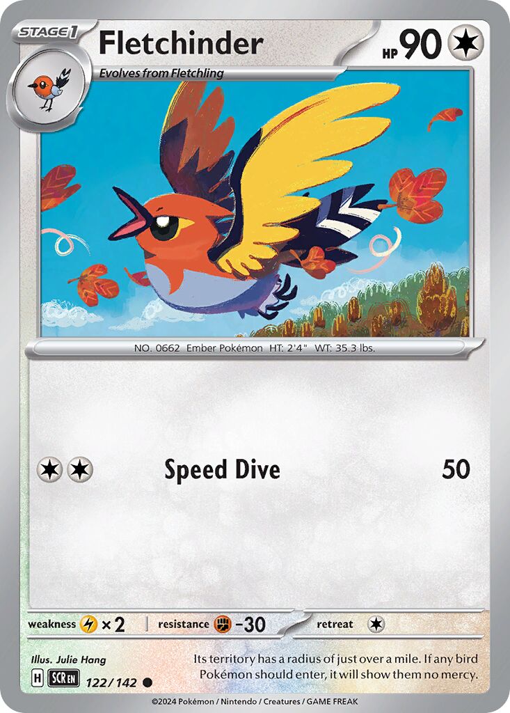 Fletchinder 122/175 — Stellar Crown (English Pokémon TCG card)