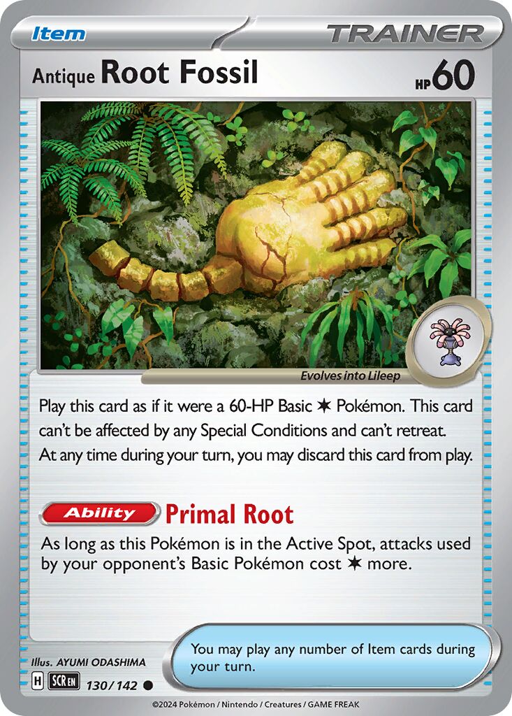 Antique Root Fossil 130/175 — Stellar Crown (English Pokémon TCG card)