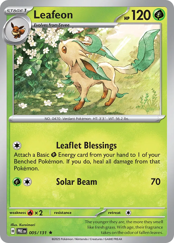 Leafeon 005/180 — Prismatic Evolutions (English Pokémon TCG card)