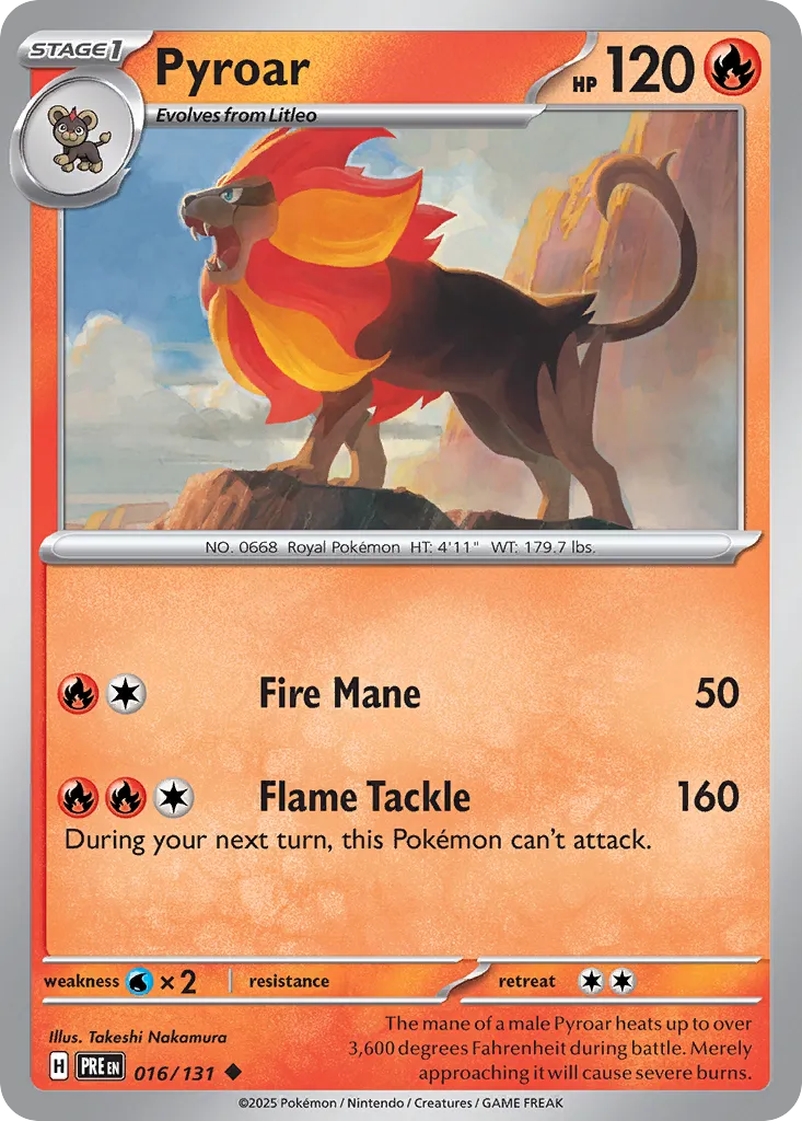 Pyroar 016/180 — Prismatic Evolutions (English Pokémon TCG card)