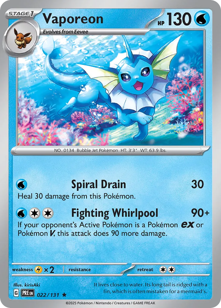 Vaporeon 022/180 — Prismatic Evolutions (English Pokémon TCG card)