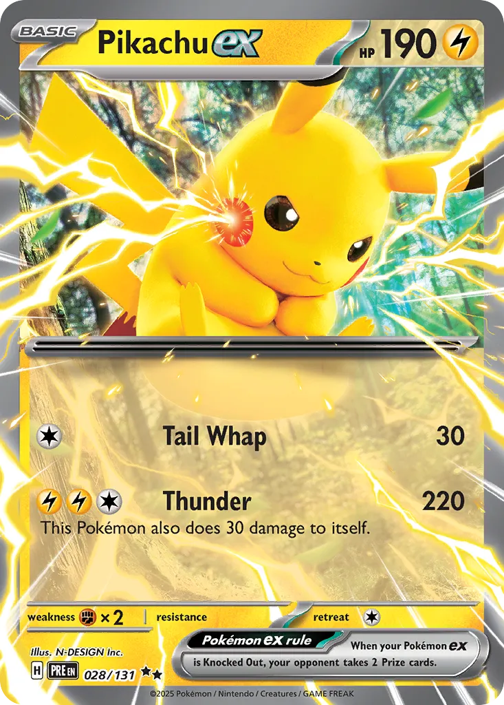 Pikachu ex 028/180 — Prismatic Evolutions (English Pokémon TCG card)