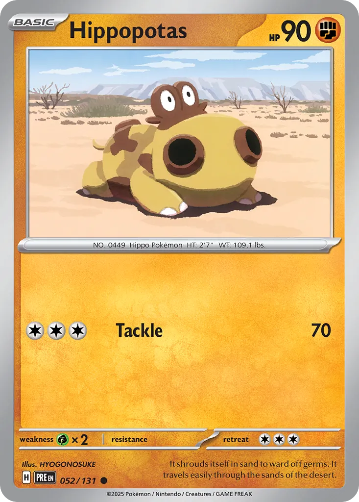 Hippopotas 052/180 — Prismatic Evolutions (English Pokémon TCG card)