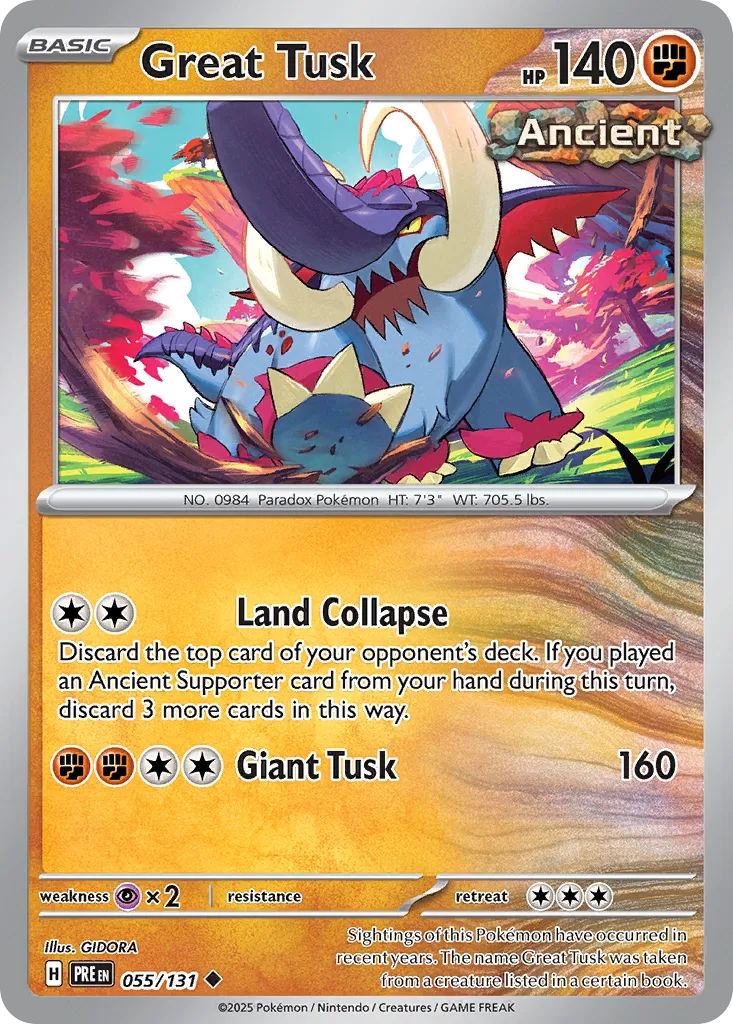Great Tusk 055/180 — Prismatic Evolutions (English Pokémon TCG card)