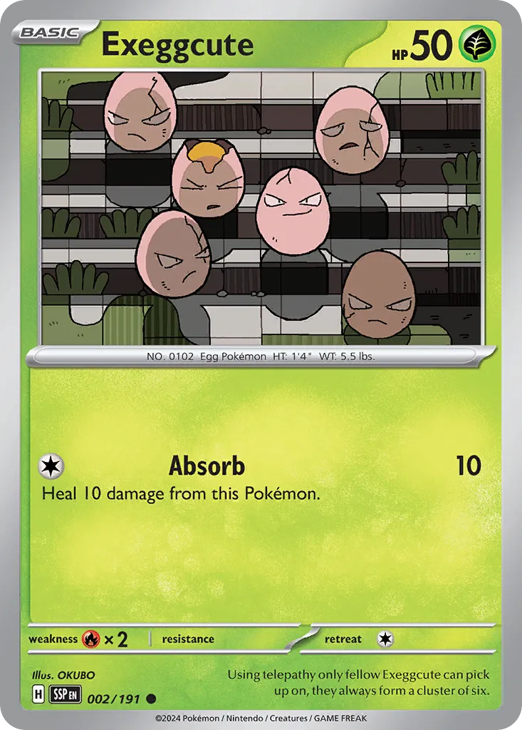 Exeggcute 002/252 — Surging Sparks (English Pokémon TCG card)