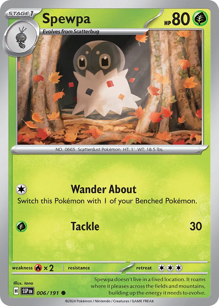 Spewpa 006/252 — Surging Sparks (English Pokémon TCG card)