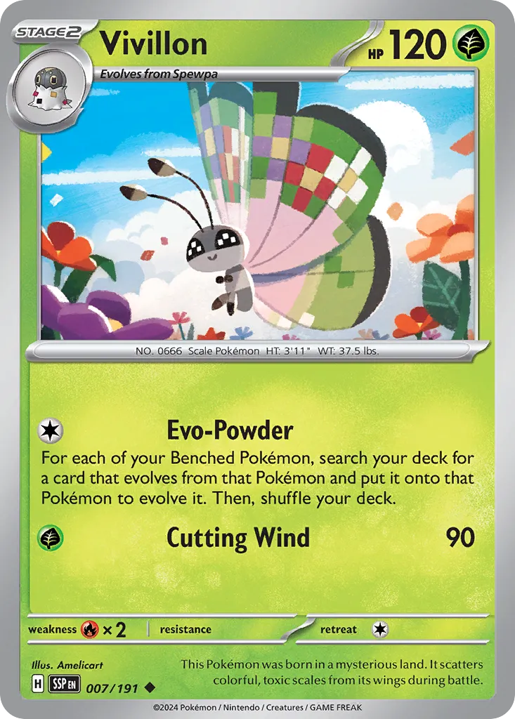 Vivillon 007/252 — Surging Sparks (English Pokémon TCG card)