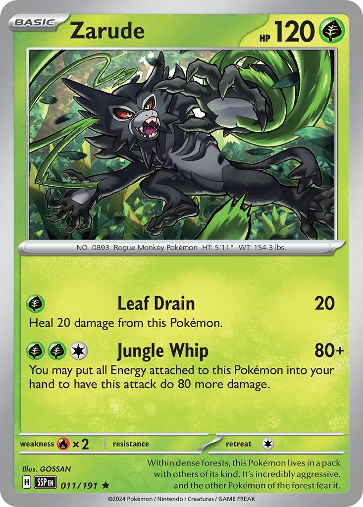 Zarude 011/252 — Surging Sparks (English Pokémon TCG card)