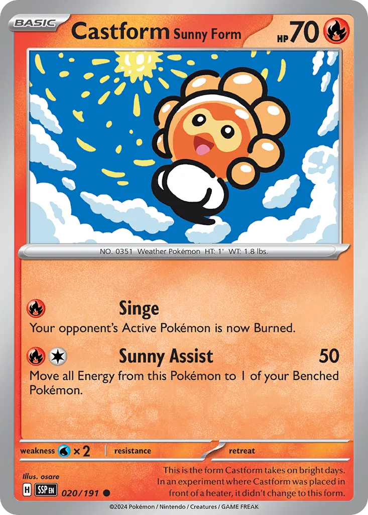 Castform Sunny Form 020/252 — Surging Sparks (English Pokémon TCG card)