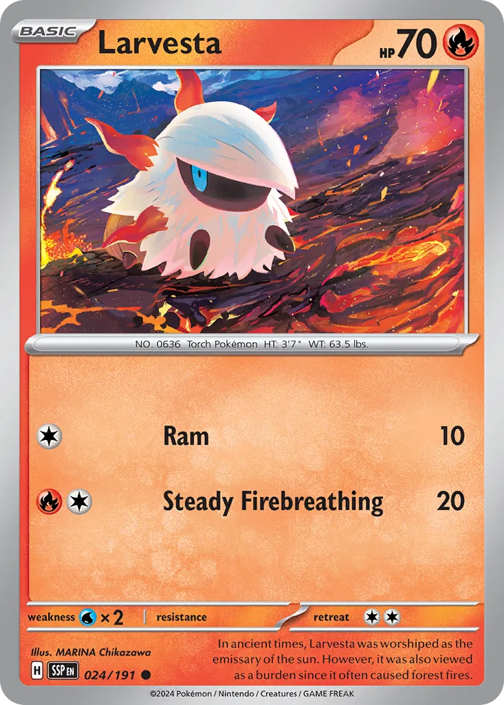 Larvesta 024/252 — Surging Sparks (English Pokémon TCG card)