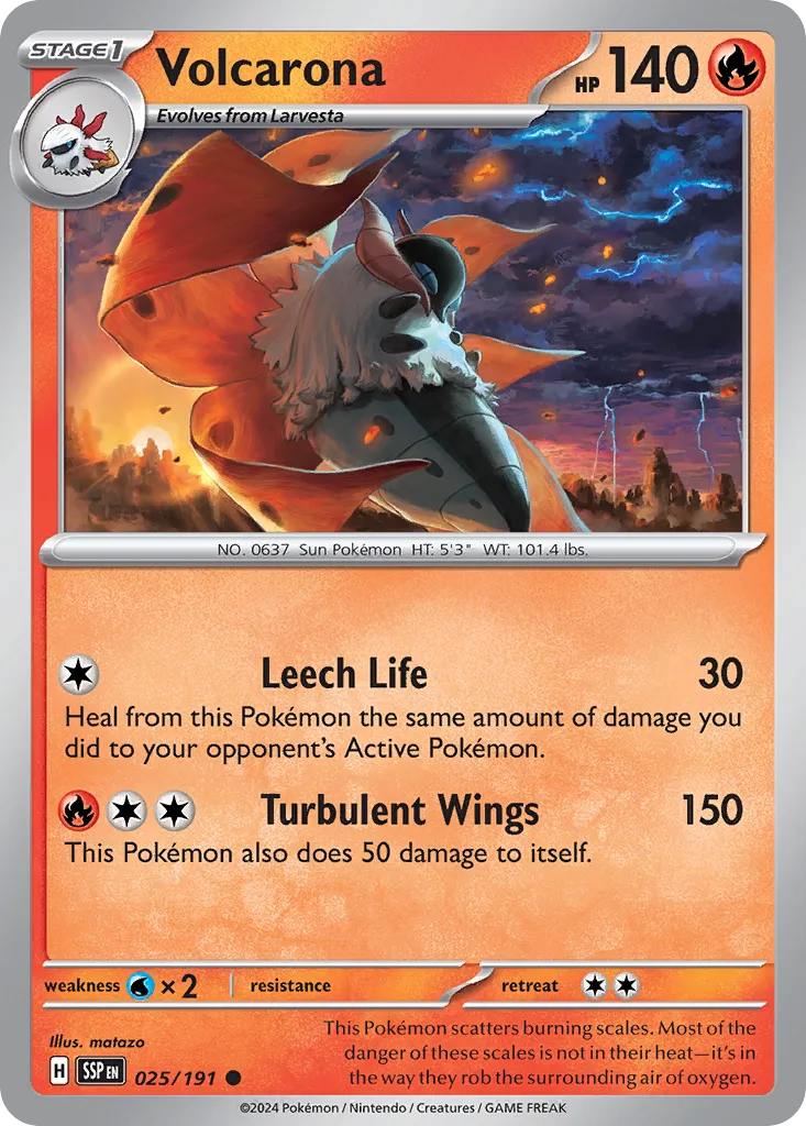 Volcarona 025/252 — Surging Sparks (English Pokémon TCG card)