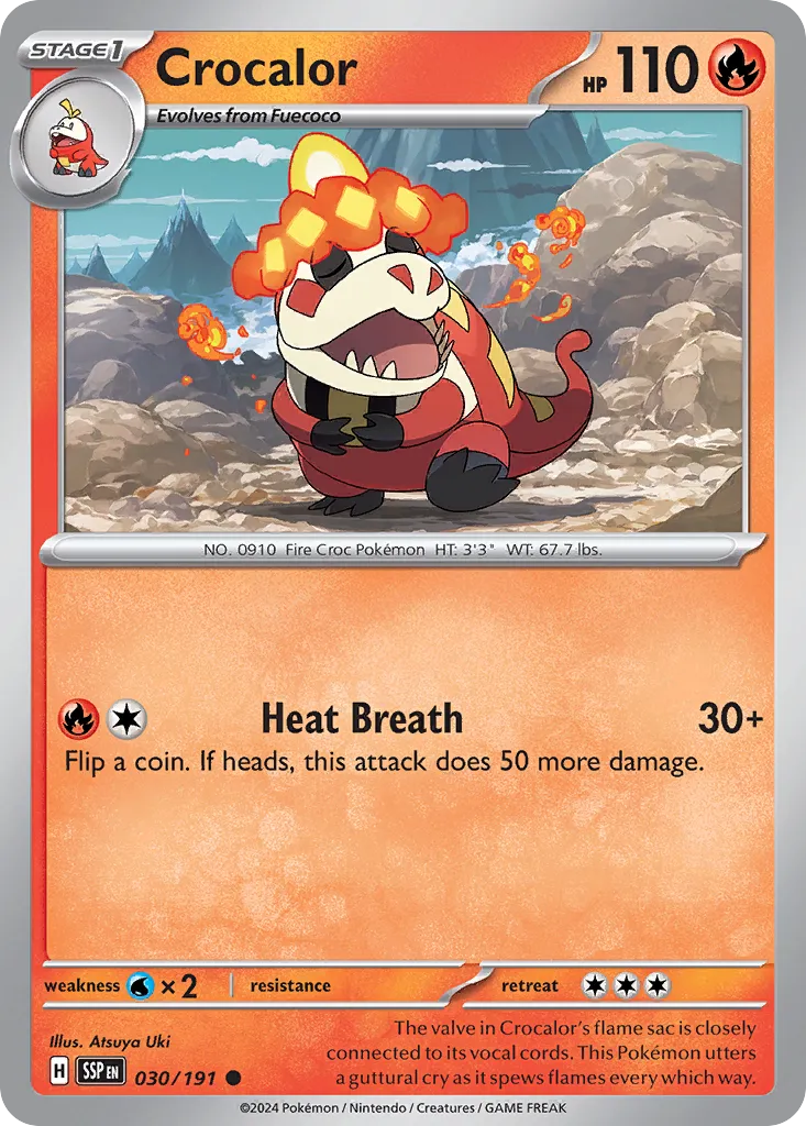 Crocalor 030/252 — Surging Sparks (English Pokémon TCG card)