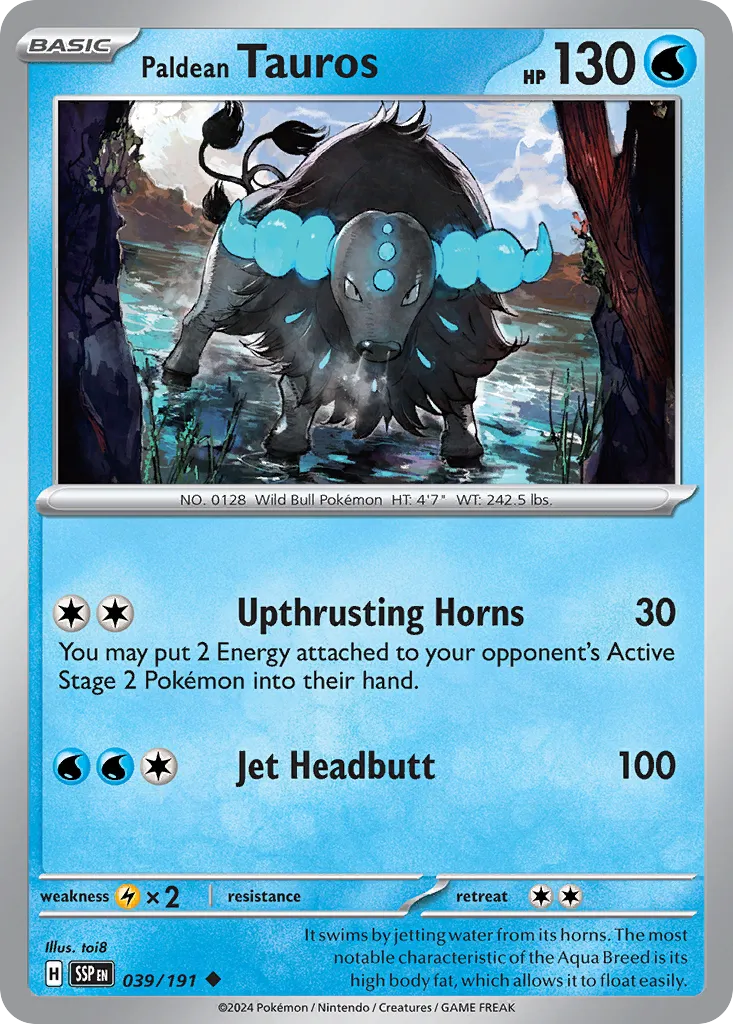 Paldean Tauros 039/252 — Surging Sparks (English Pokémon TCG card)