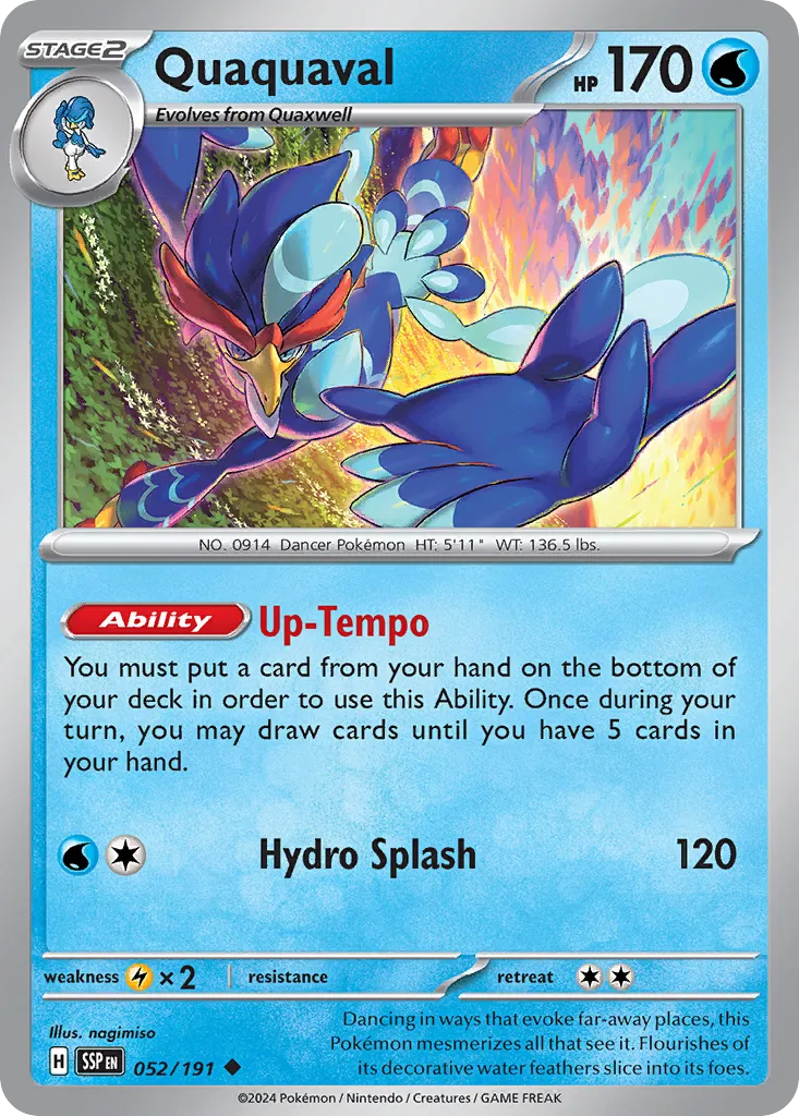Quaquaval 052/252 — Surging Sparks (English Pokémon TCG card)