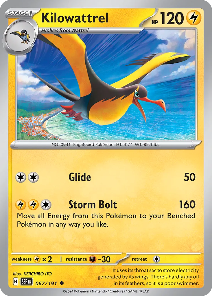 Kilowattrel 067/252 — Surging Sparks (English Pokémon TCG card)