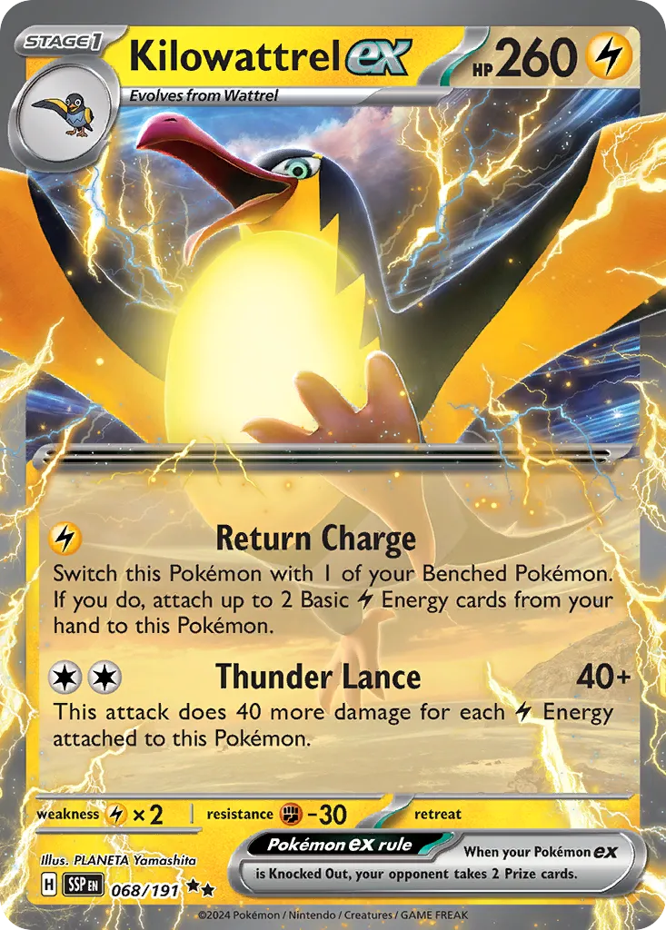 Kilowattrel ex 068/252 — Surging Sparks (English Pokémon TCG card)
