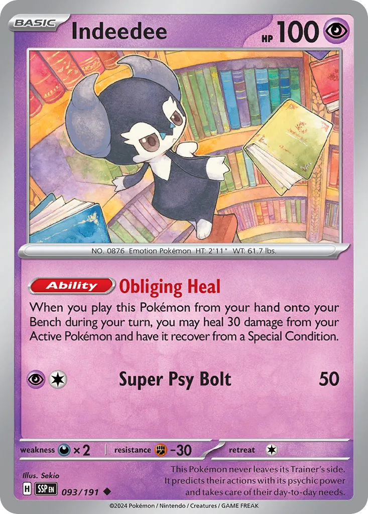 Indeedee 093/252 — Surging Sparks (English Pokémon TCG card)