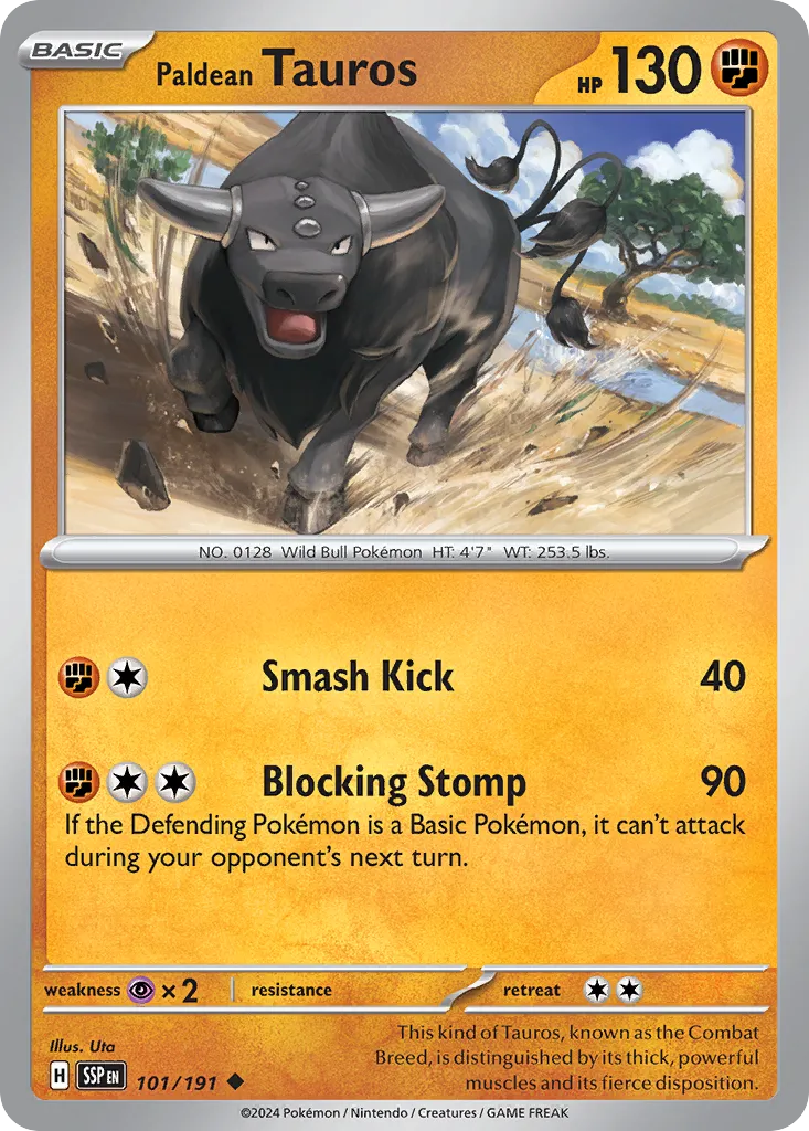 Paldean Tauros 101/252 — Surging Sparks (English Pokémon TCG card)
