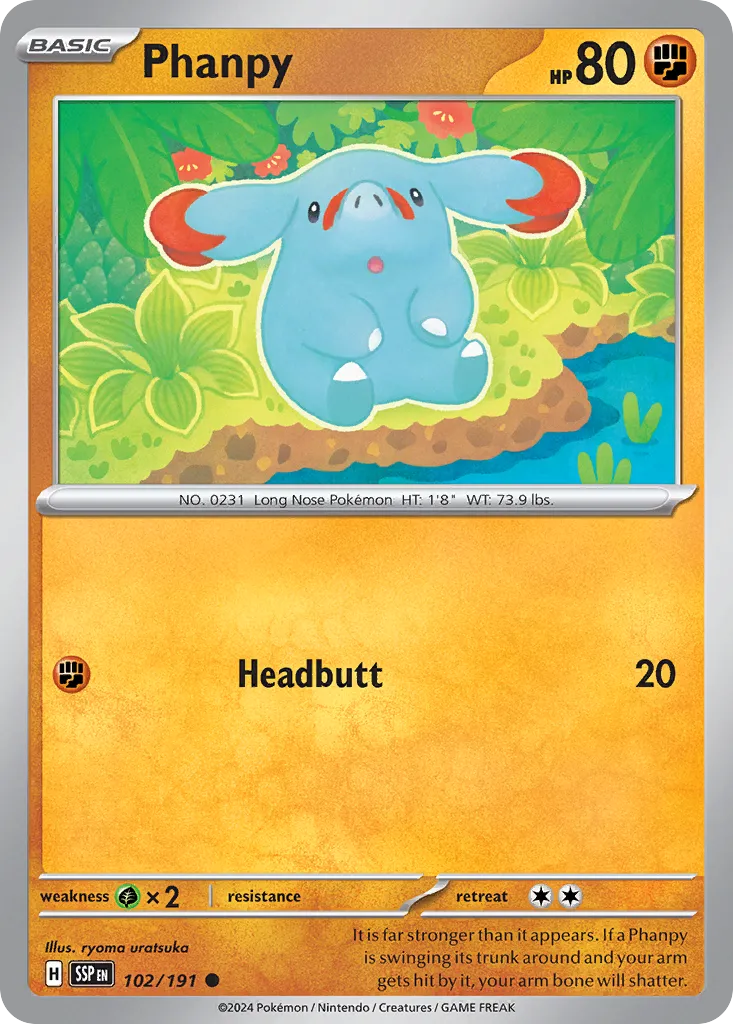 Phanpy 102/252 — Surging Sparks (English Pokémon TCG card)