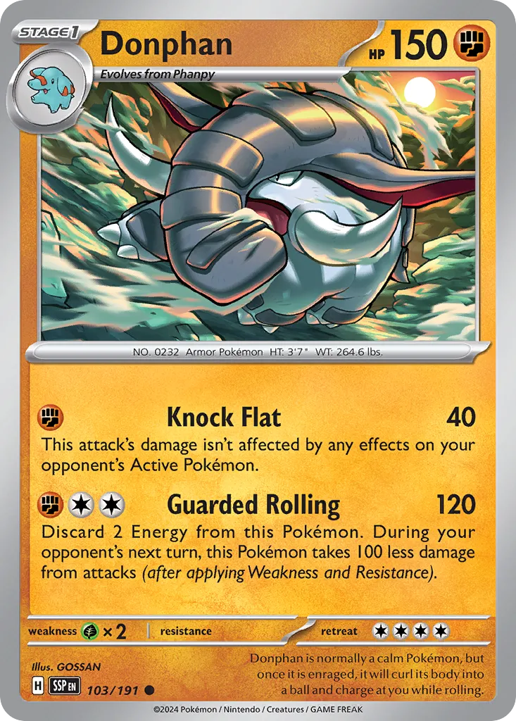 Donphan 103/252 — Surging Sparks (English Pokémon TCG card)