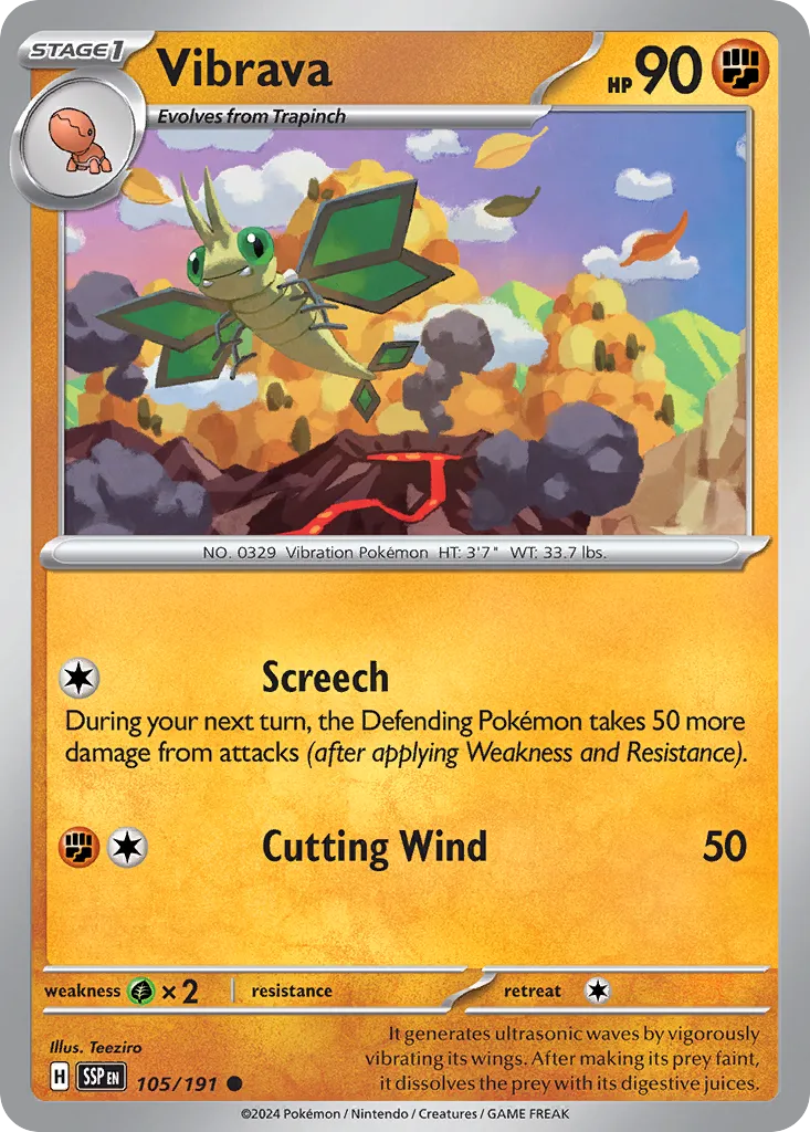 Vibrava 105/252 — Surging Sparks (English Pokémon TCG card)