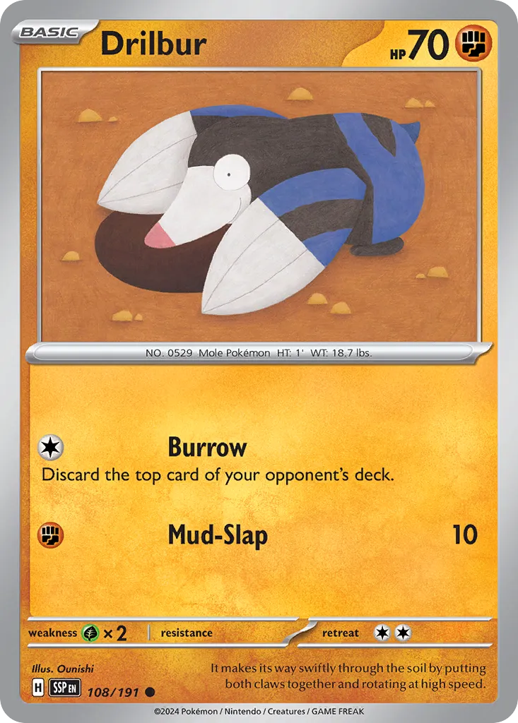 Drilbur 108/252 — Surging Sparks (English Pokémon TCG card)