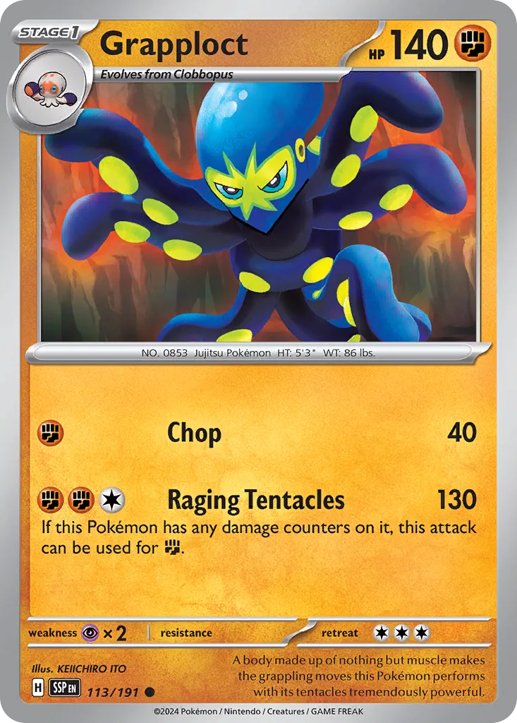 Grapploct 113/252 — Surging Sparks (English Pokémon TCG card)
