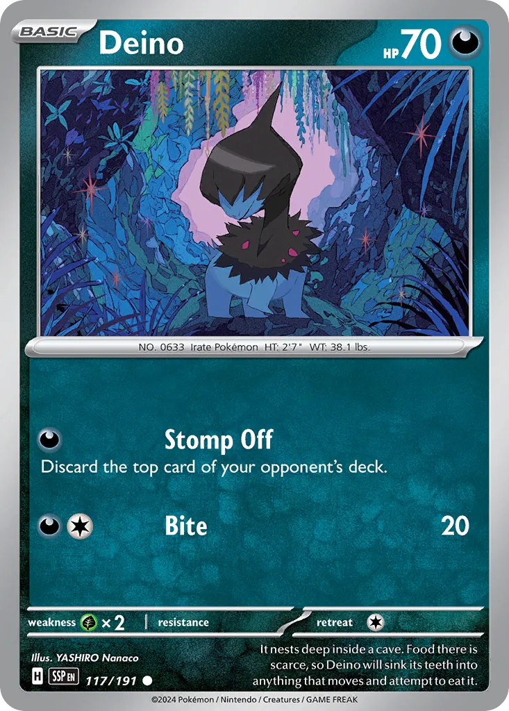 Deino 117/252 — Surging Sparks (English Pokémon TCG card)