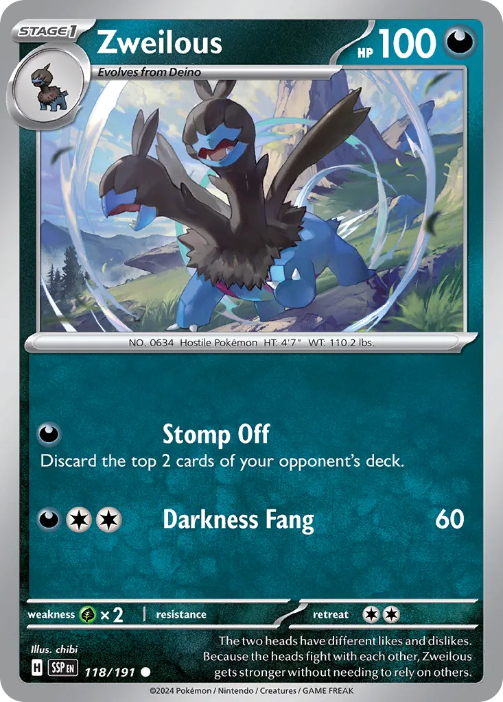 Zweilous 118/252 — Surging Sparks (English Pokémon TCG card)