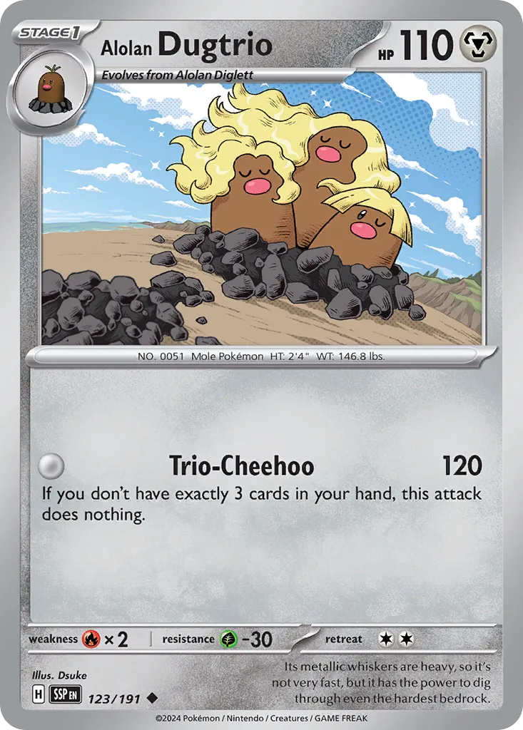 Alolan Dugtrio 123/252 — Surging Sparks (English Pokémon TCG card)