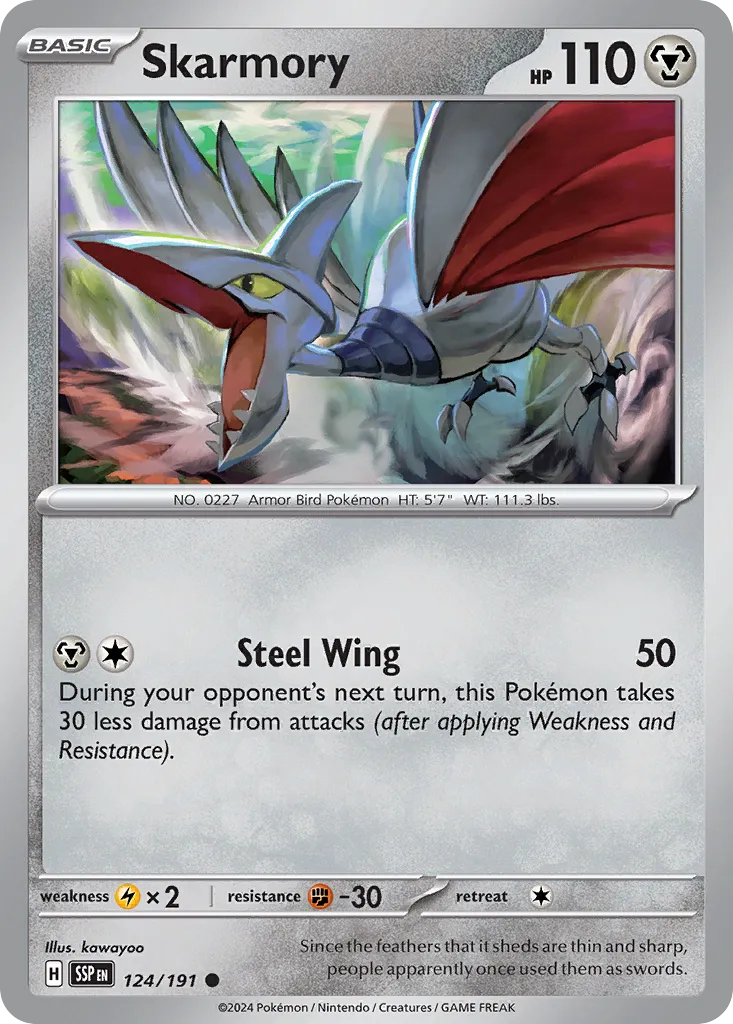 Skarmory 124/252 — Surging Sparks (English Pokémon TCG card)