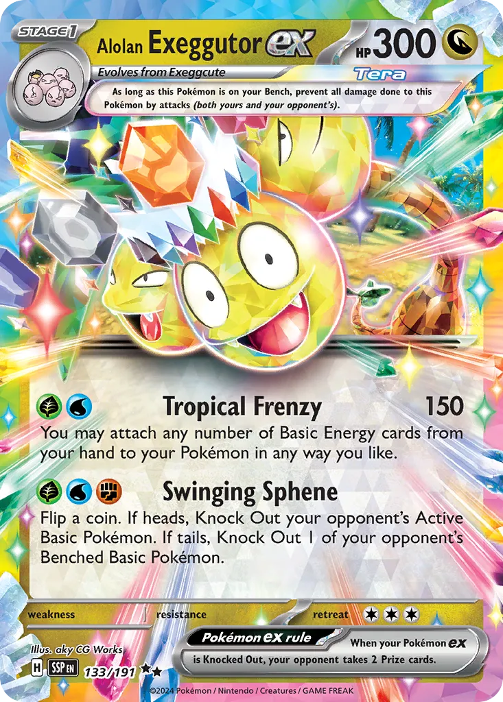 Alolan Exeggutor ex 133/252 — Surging Sparks (English Pokémon TCG card)