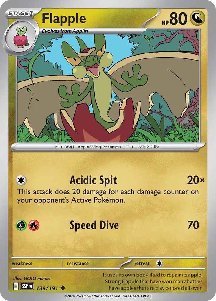 Flapple 139/252 — Surging Sparks (English Pokémon TCG card)