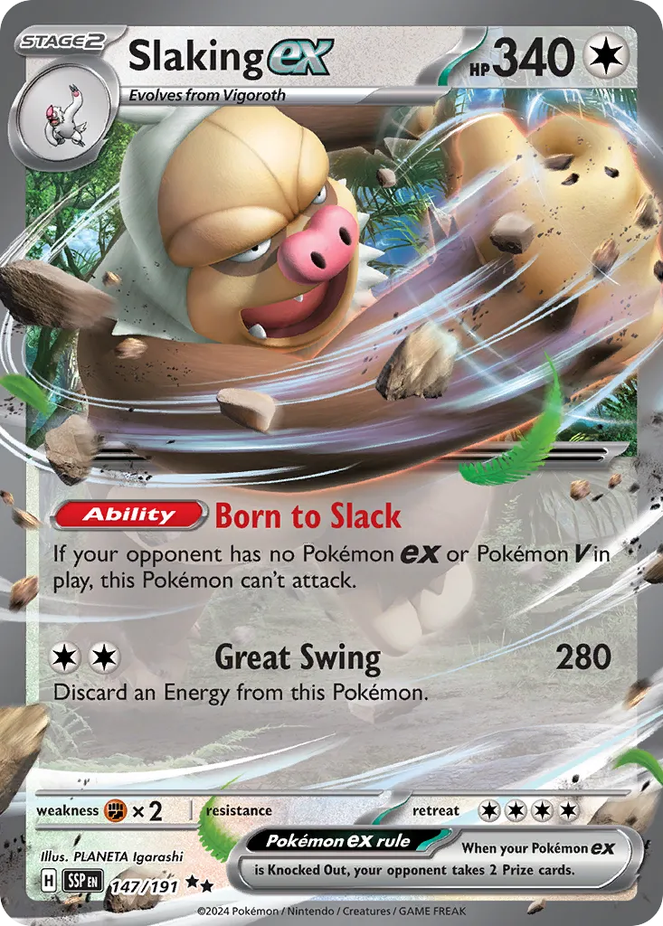 Slaking ex 147/252 — Surging Sparks (English Pokémon TCG card)