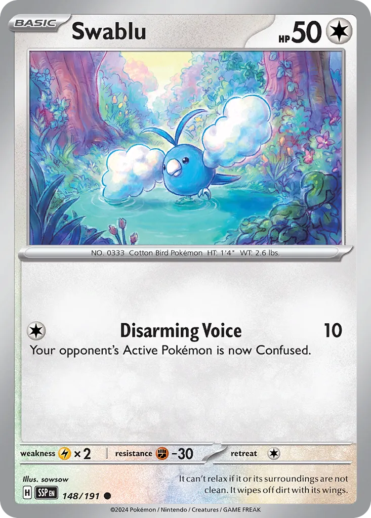 Swablu 148/252 — Surging Sparks (English Pokémon TCG card)