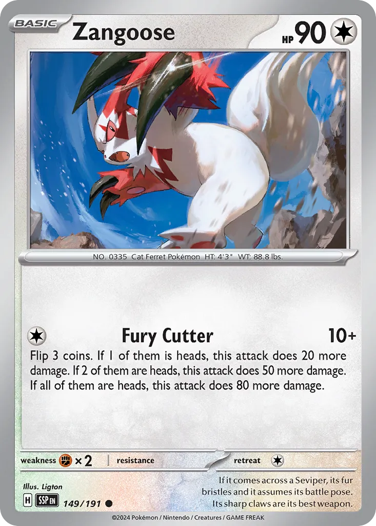 Zangoose 149/252 — Surging Sparks (English Pokémon TCG card)