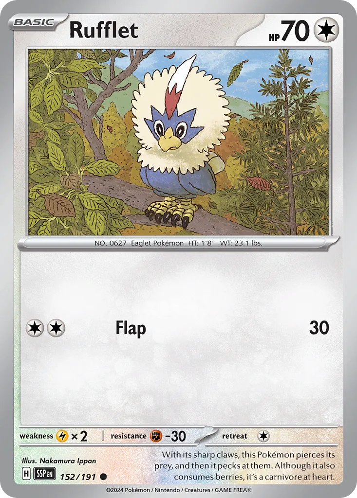 Rufflet 152/252 — Surging Sparks (English Pokémon TCG card)