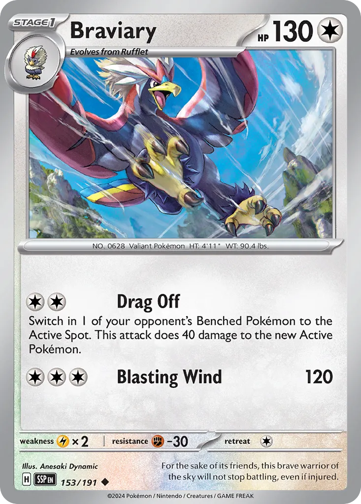Braviary 153/252 — Surging Sparks (English Pokémon TCG card)