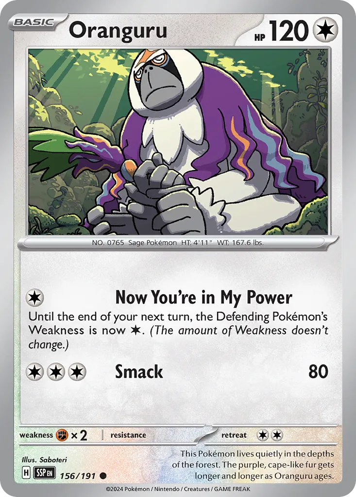 Oranguru 156/252 — Surging Sparks (English Pokémon TCG card)