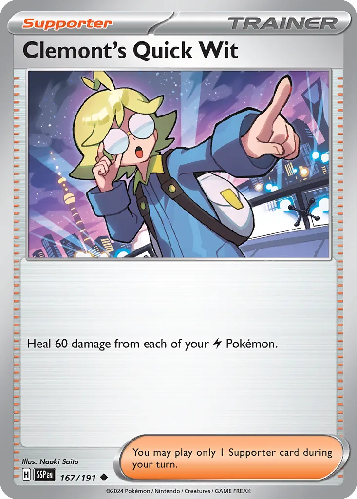 Clemont's Quick Wit 167/252 — Surging Sparks (English Pokémon TCG card)