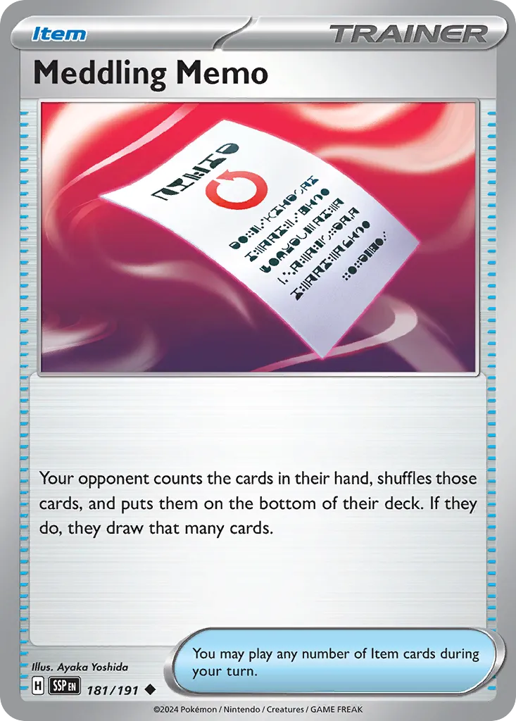 Meddling Memo 181/252 — Surging Sparks (English Pokémon TCG card)