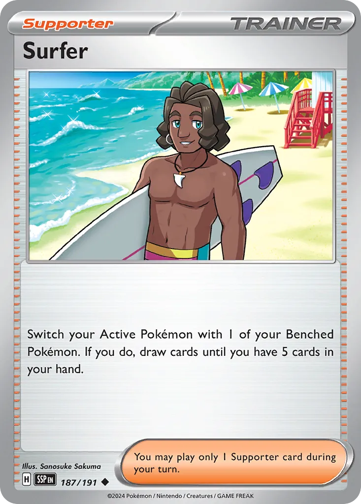 Surfer 187/252 — Surging Sparks (English Pokémon TCG card)