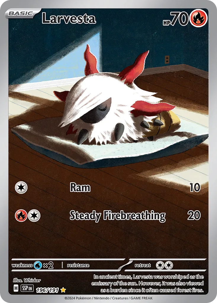 Larvesta 196/252 — Surging Sparks (English Pokémon TCG card)