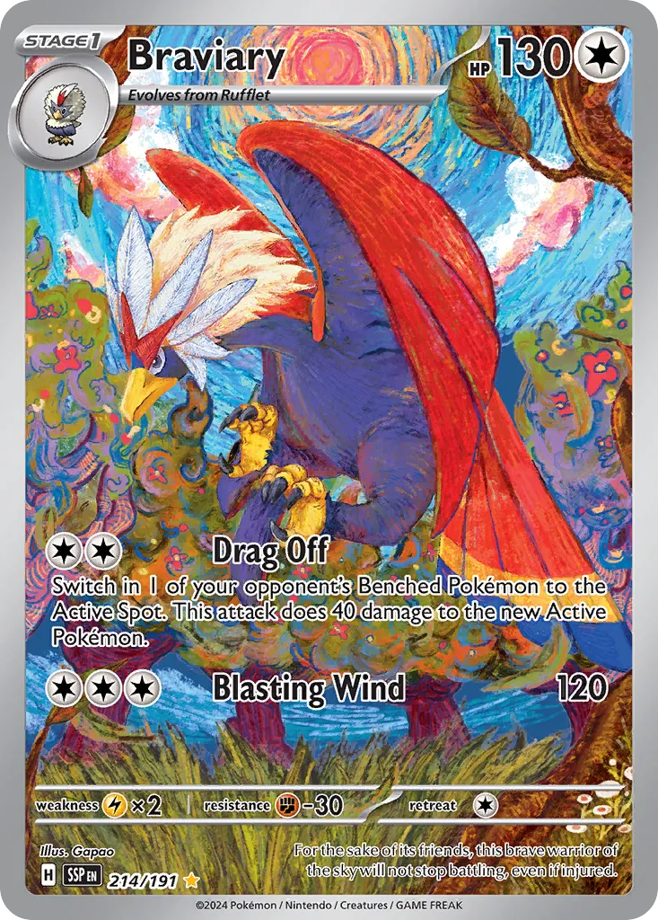 Braviary 214/252 — Surging Sparks (English Pokémon TCG card)