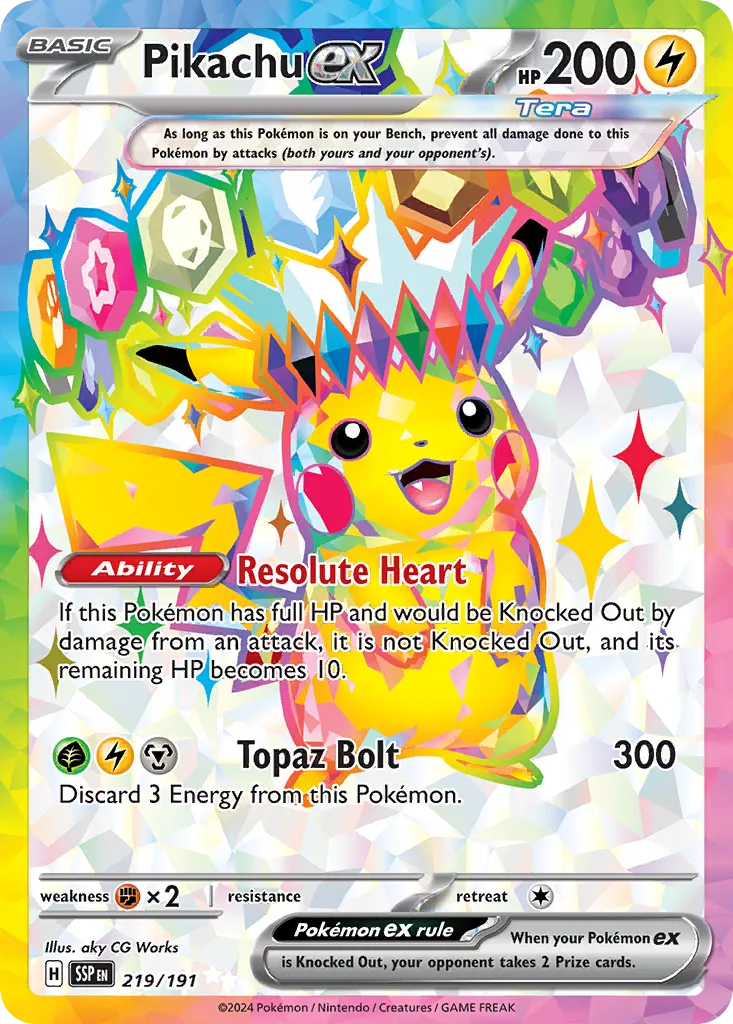 Pikachu ex 219/252 — Surging Sparks (English Pokémon TCG card)