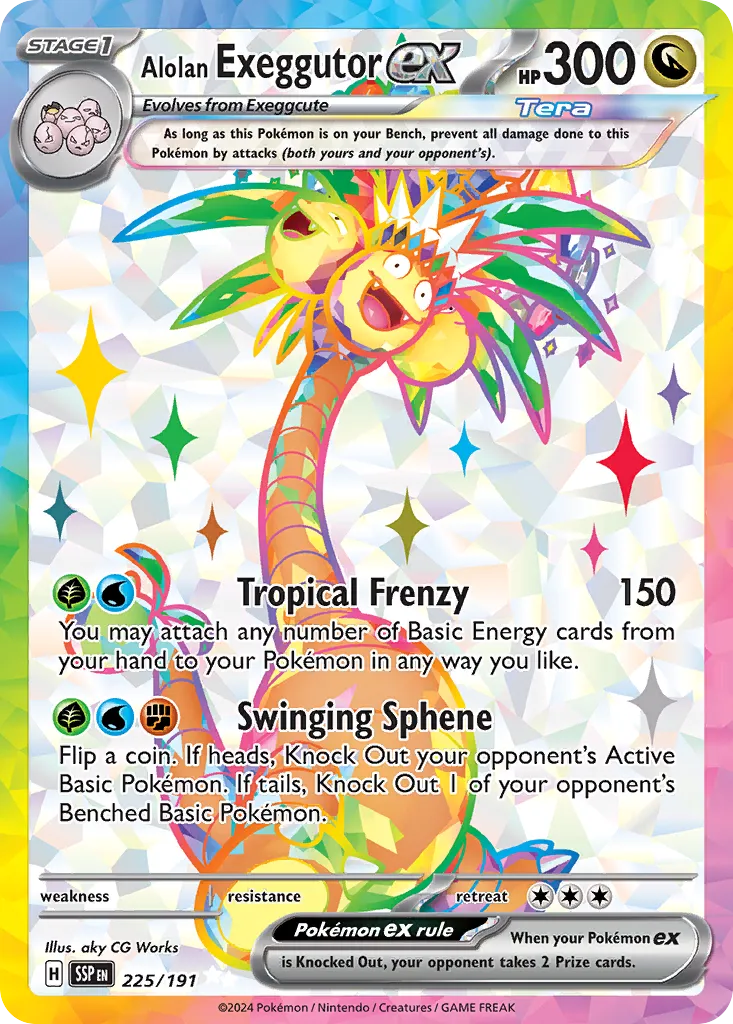 Alolan Exeggutor ex 225/252 — Surging Sparks (English Pokémon TCG card)