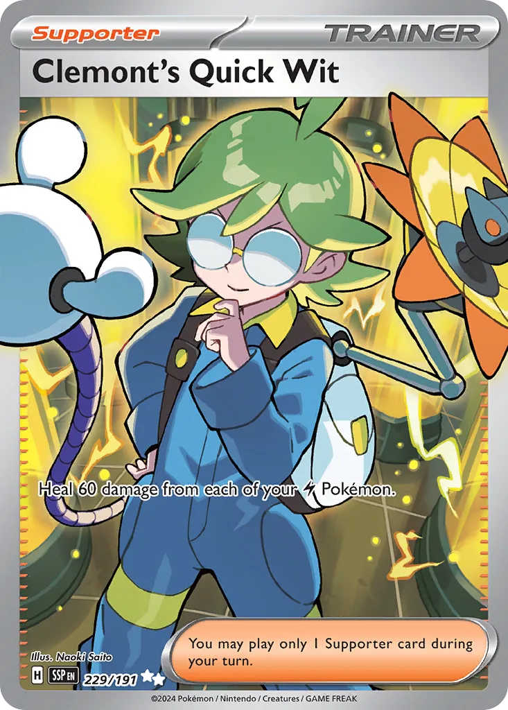 Clemont's Quick Wit 229/252 — Surging Sparks (English Pokémon TCG card)